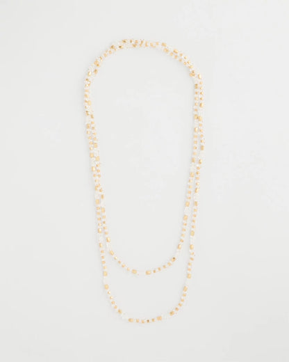Chico's Everyday - Sea Foam Long Single-Strand Necklace White/Gold