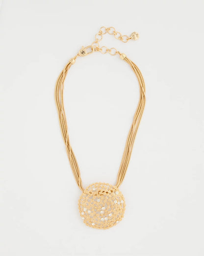 Chico's Hot Sale - Sea Foam Medallion Pendant Necklace Gold