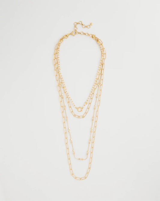 Chico's Quality - Sea Foam Multi-Strand Convertible Necklace Gold