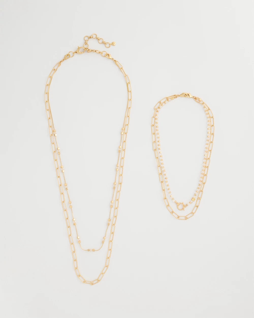 Chico's Quality - Sea Foam Multi-Strand Convertible Necklace Gold