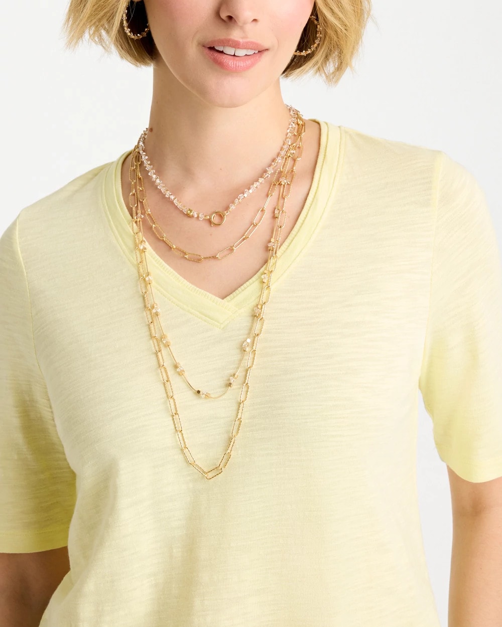 Chico's Quality - Sea Foam Multi-Strand Convertible Necklace Gold