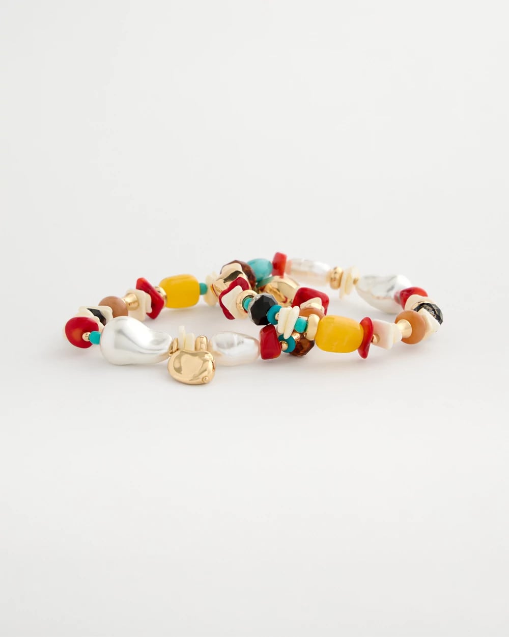 Chico's Recommended - Set of Two Pearl Beaded Stretch Bracelets Multi