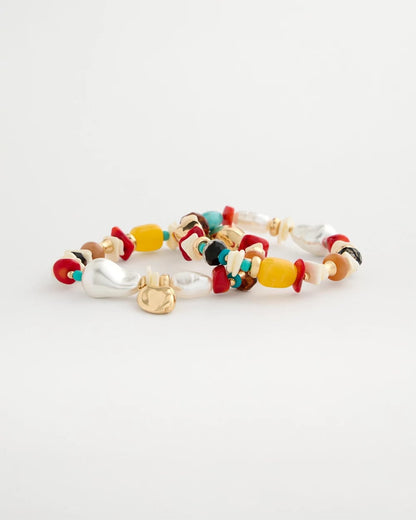 Chico's Recommended - Set of Two Pearl Beaded Stretch Bracelets Multi
