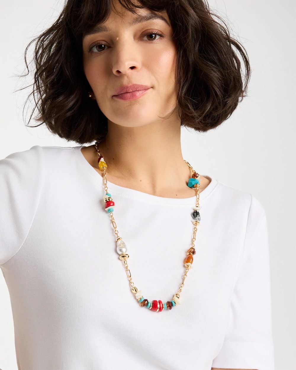 Chico's Value - Mixed-Media Long Beaded Necklace Multi