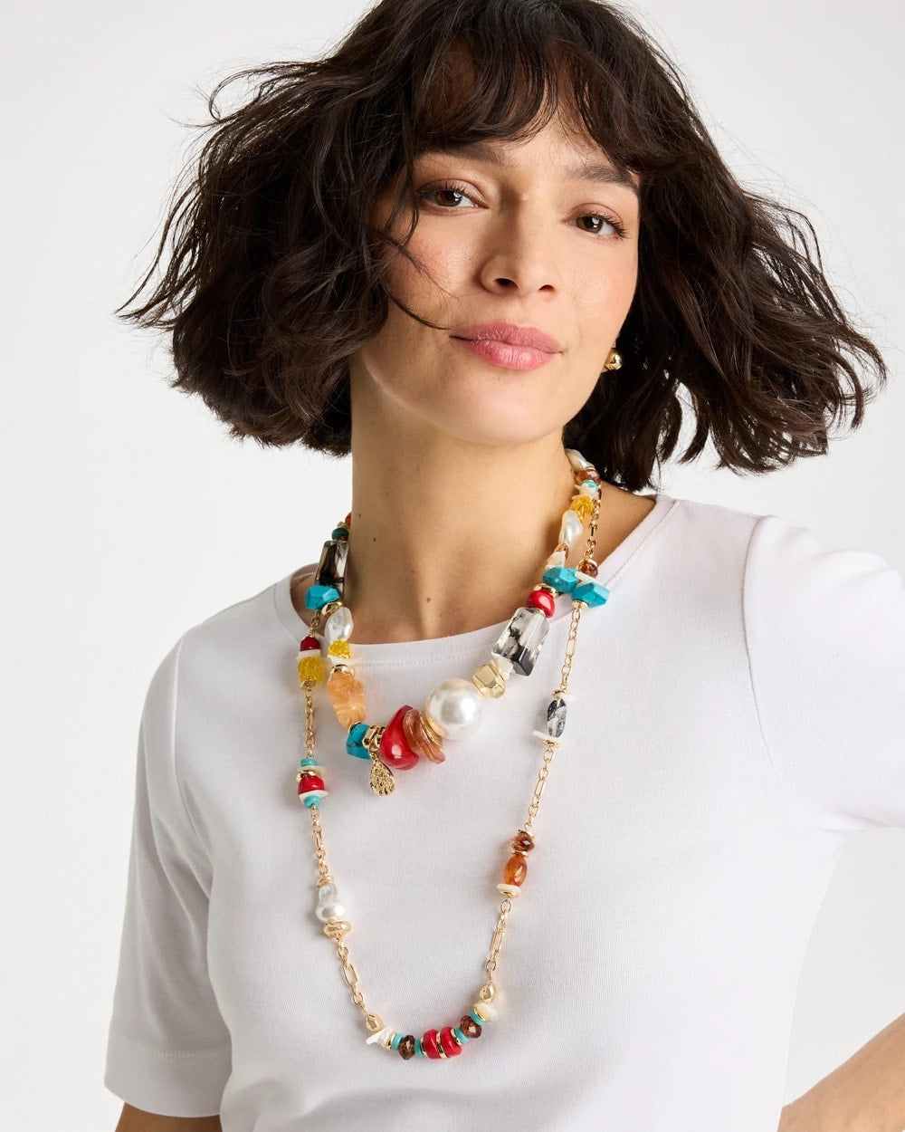 Chico's Value - Mixed-Media Long Beaded Necklace Multi