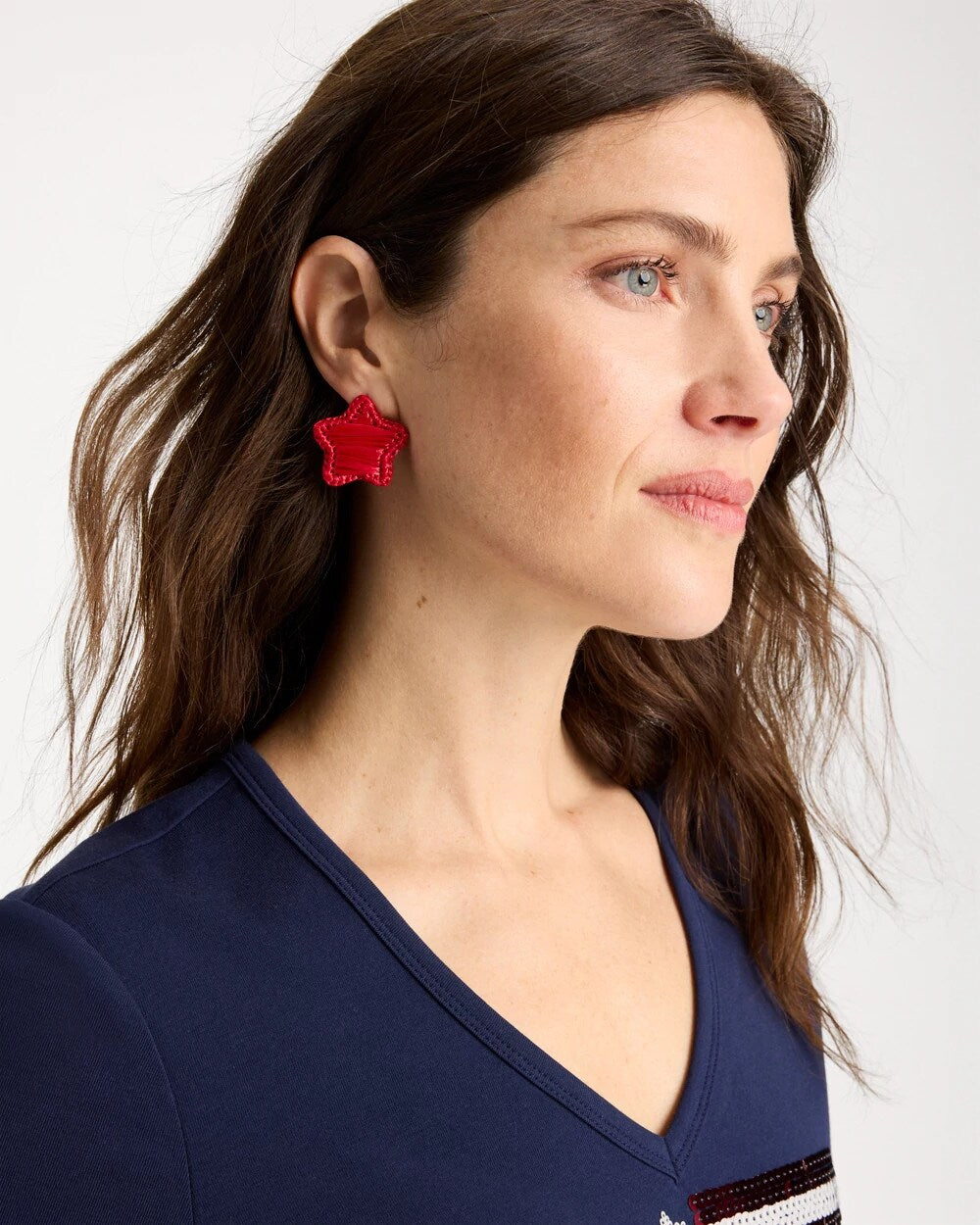 Chico's Value - Americana Red Star Stud Earrings Red