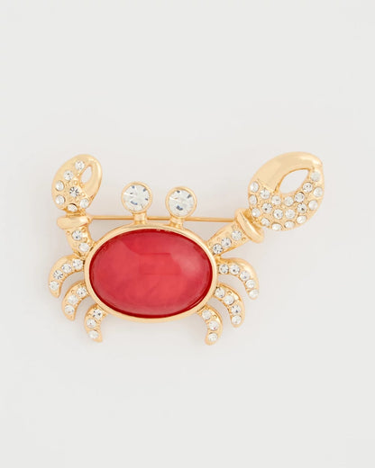Chico's Trending - Americana Faux Diamond Crab Brooch Red