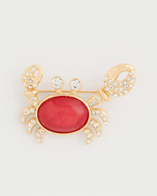 Chico's Trending - Americana Faux Diamond Crab Brooch Red