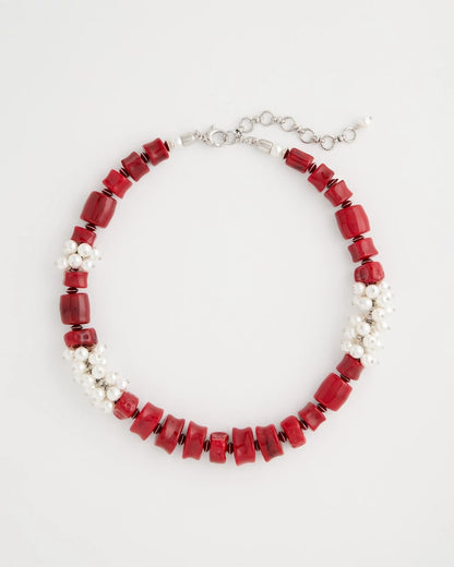 Chico's New - Red Resin Pearlescent Short Necklace Red