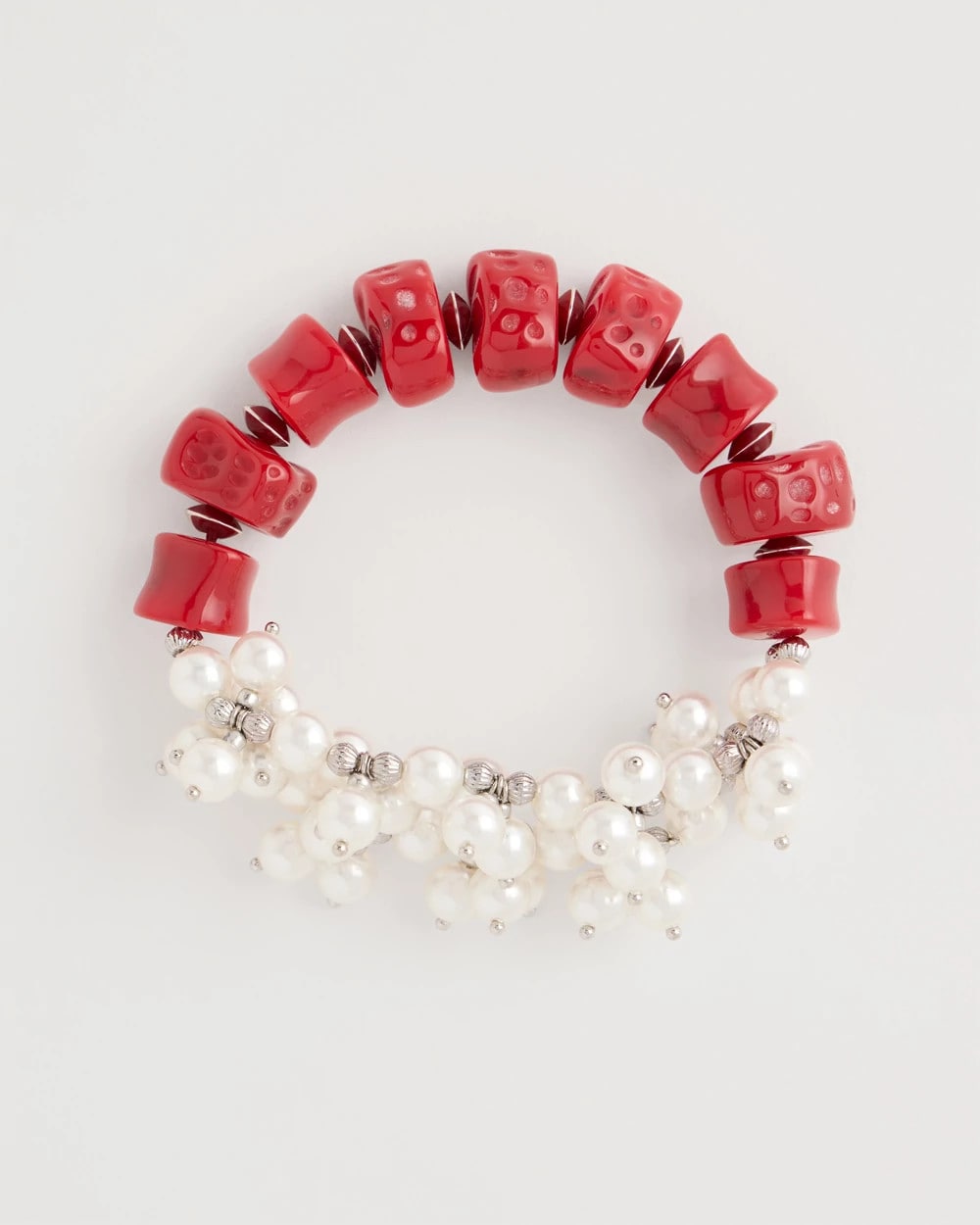Chico's Sale - Red Resin Pearlescent Stretch Bracelet Red