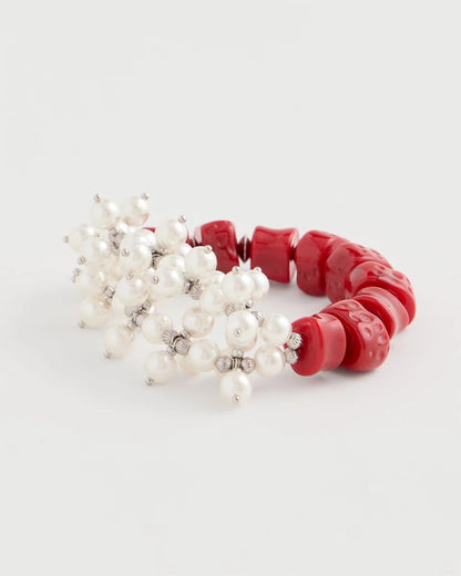 Chico's Sale - Red Resin Pearlescent Stretch Bracelet Red