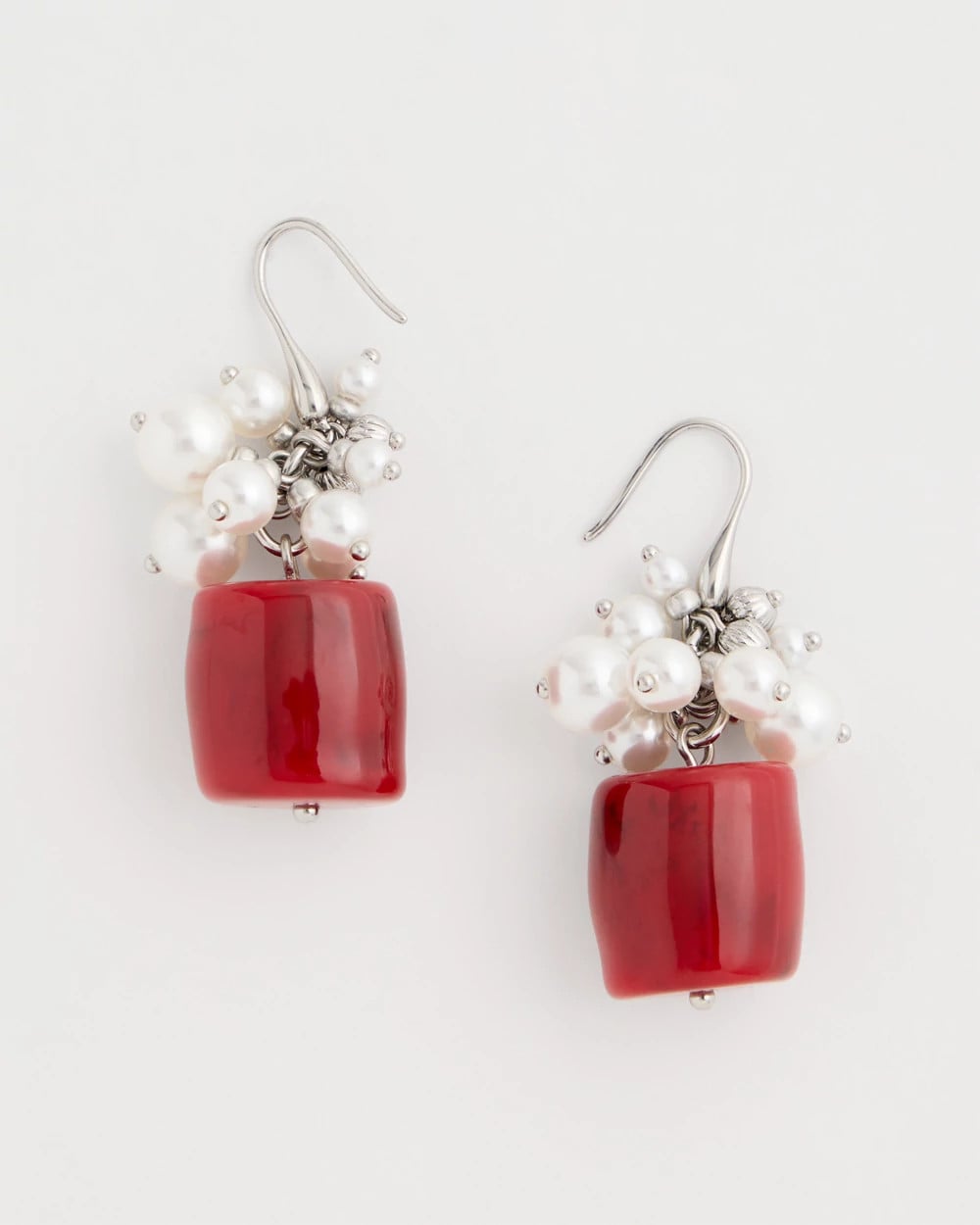 Chico's Smart Buy - Red Resin Pearlescent Earrings Red
