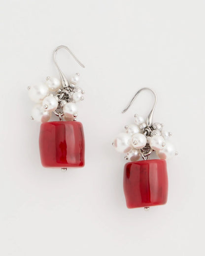 Chico's Smart Buy - Red Resin Pearlescent Earrings Red