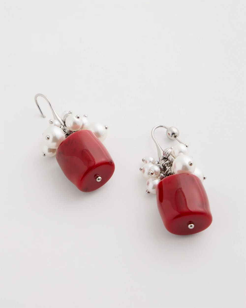 Chico's Smart Buy - Red Resin Pearlescent Earrings Red