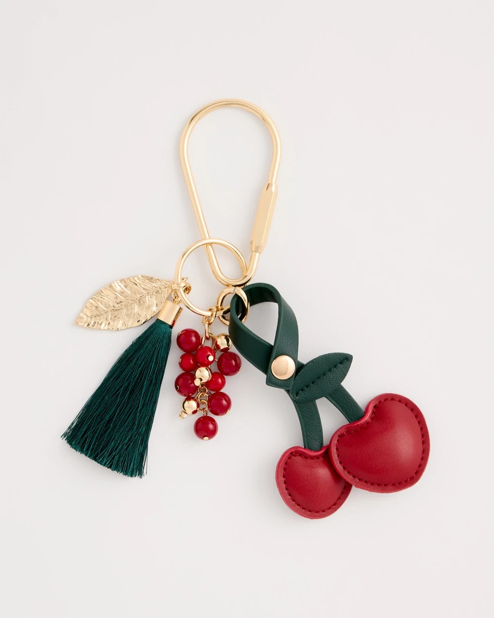 Chico's Smart Buy - Faux Leather Cherry Bag Charm Key Chain Red