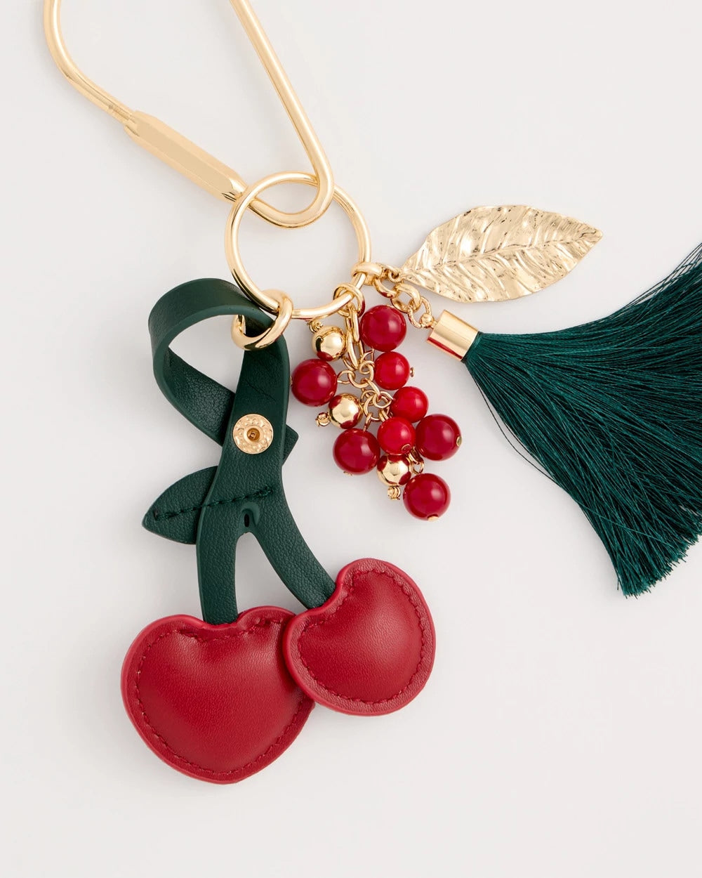 Chico's Smart Buy - Faux Leather Cherry Bag Charm Key Chain Red