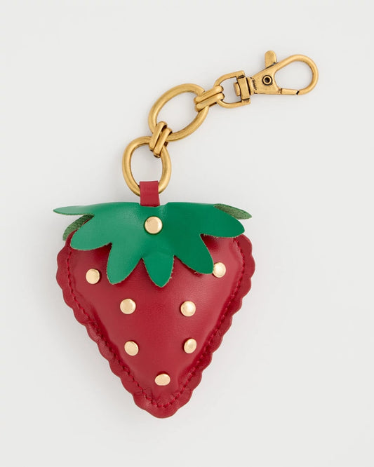 Chico's Sale - Faux Leather Strawberry Bag Charm Key Chain Red