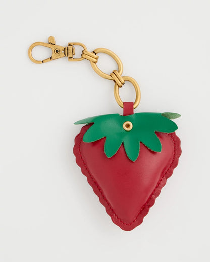 Chico's Sale - Faux Leather Strawberry Bag Charm Key Chain Red
