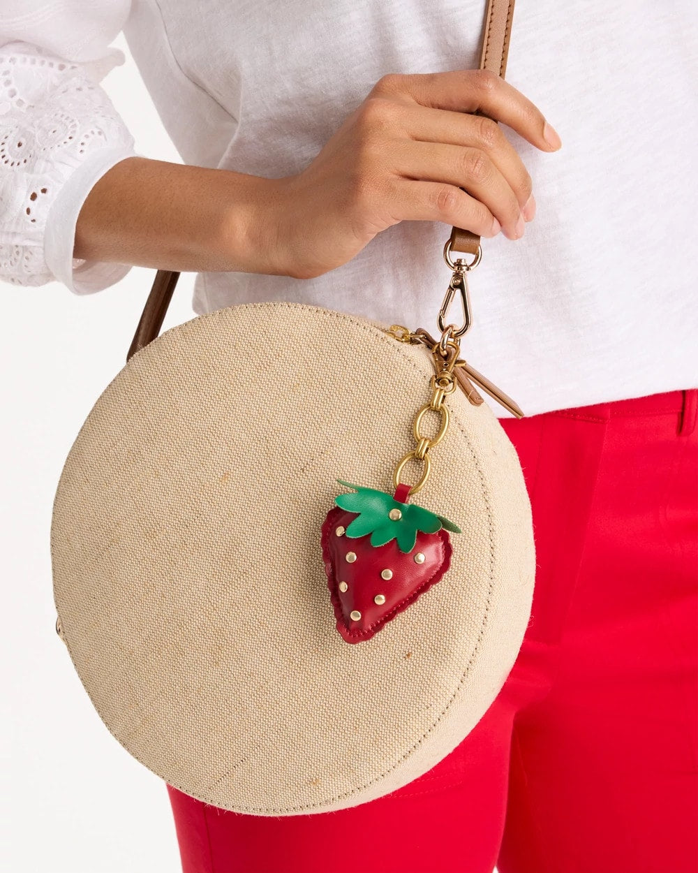 Chico's Sale - Faux Leather Strawberry Bag Charm Key Chain Red