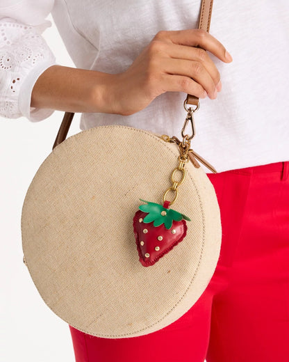 Chico's Sale - Faux Leather Strawberry Bag Charm Key Chain Red