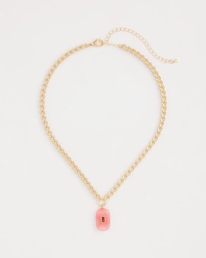 Chico's Premium - Coral Agate Short Pendant Necklace Coral