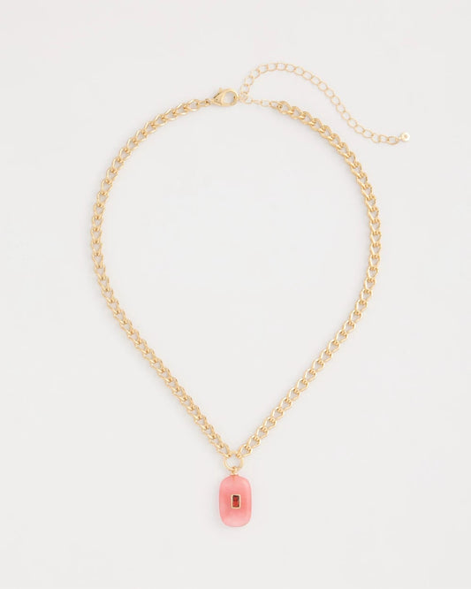 Chico's Premium - Coral Agate Short Pendant Necklace Coral