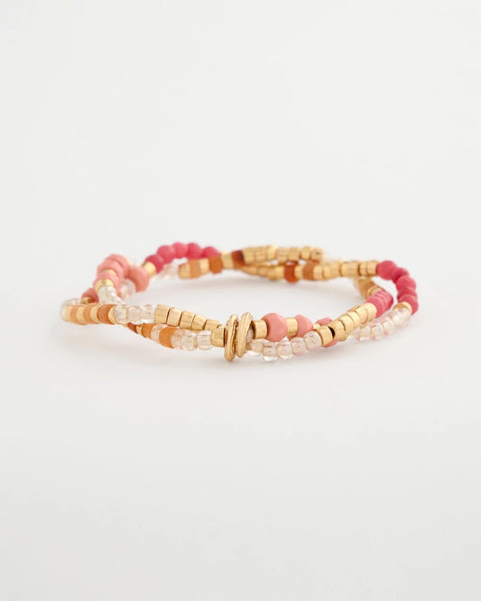 Chico's Trending - Aventurine Jade Stone Stretch Bracelet Coral