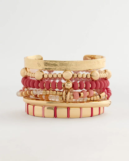 Chico's Trending - Aventurine Jade Stone Stretch Bracelet Coral