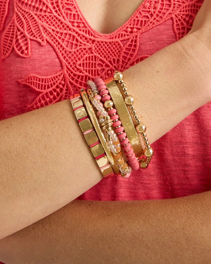 Chico's Trending - Aventurine Jade Stone Stretch Bracelet Coral