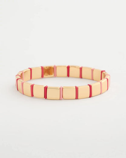 Chico's Exclusive - Glam Goldtone Slice Stretch Bracelet Coral