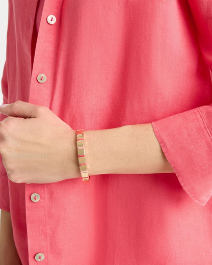 Chico's Exclusive - Glam Goldtone Slice Stretch Bracelet Coral