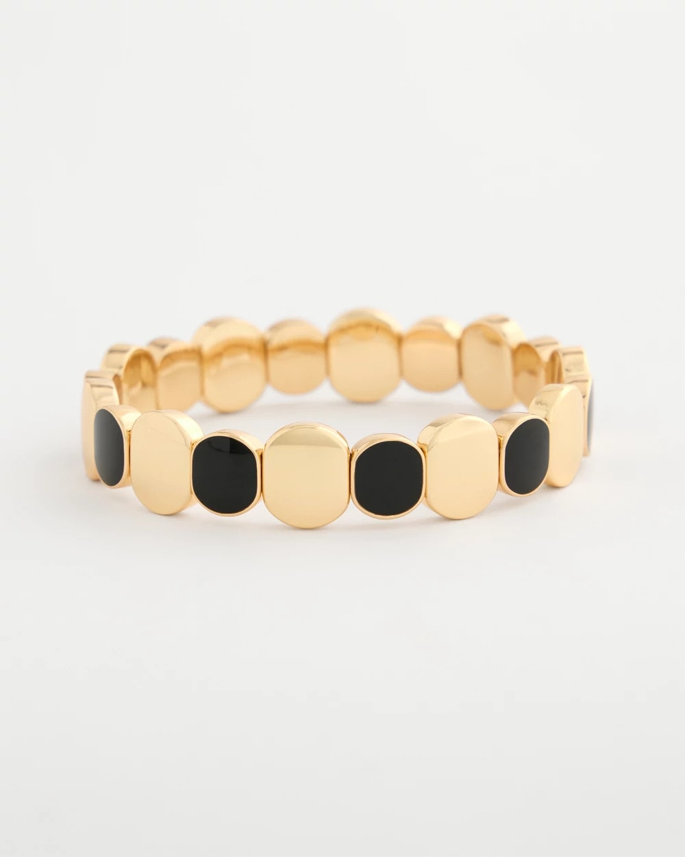 Chico's Essential - Black Goldtone Glam Stretch Bracelet Black