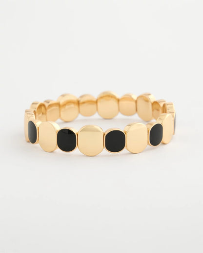Chico's Essential - Black Goldtone Glam Stretch Bracelet Black