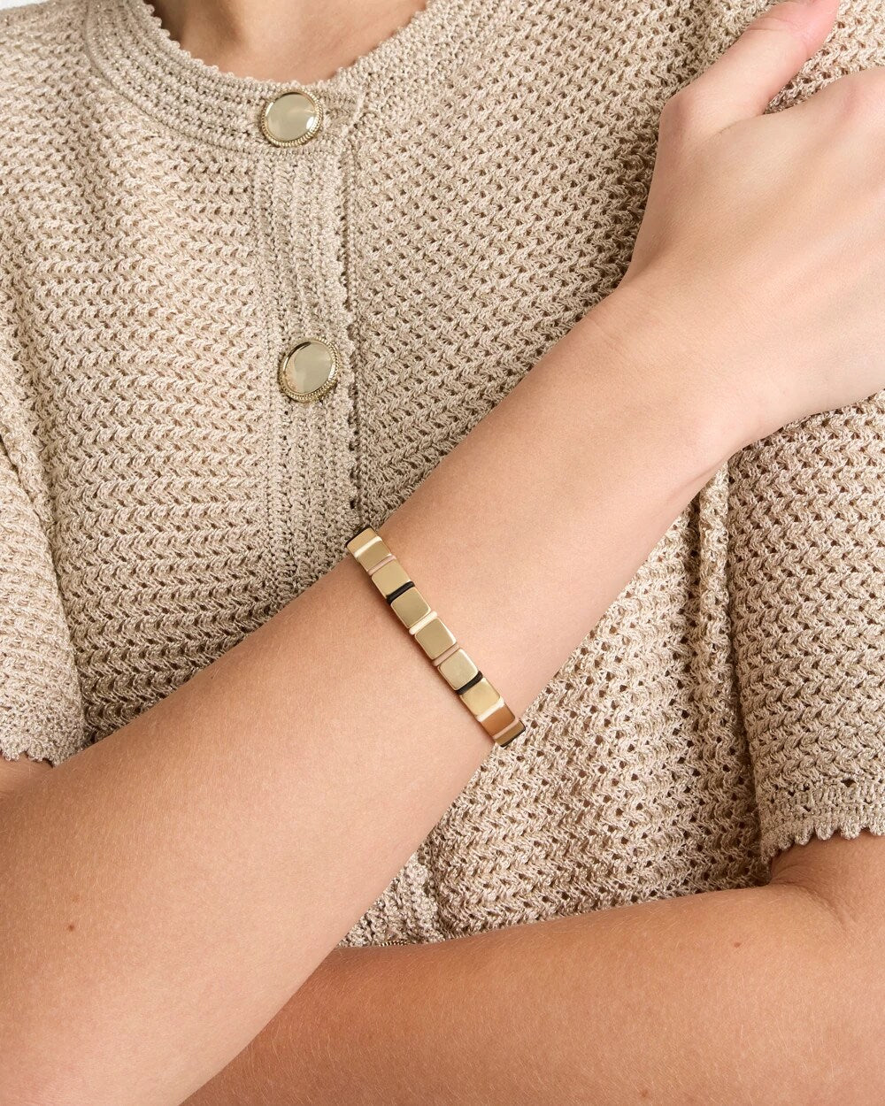 Chico's Quality - Glam Neutral Slice Stretch Bracelet Neutral