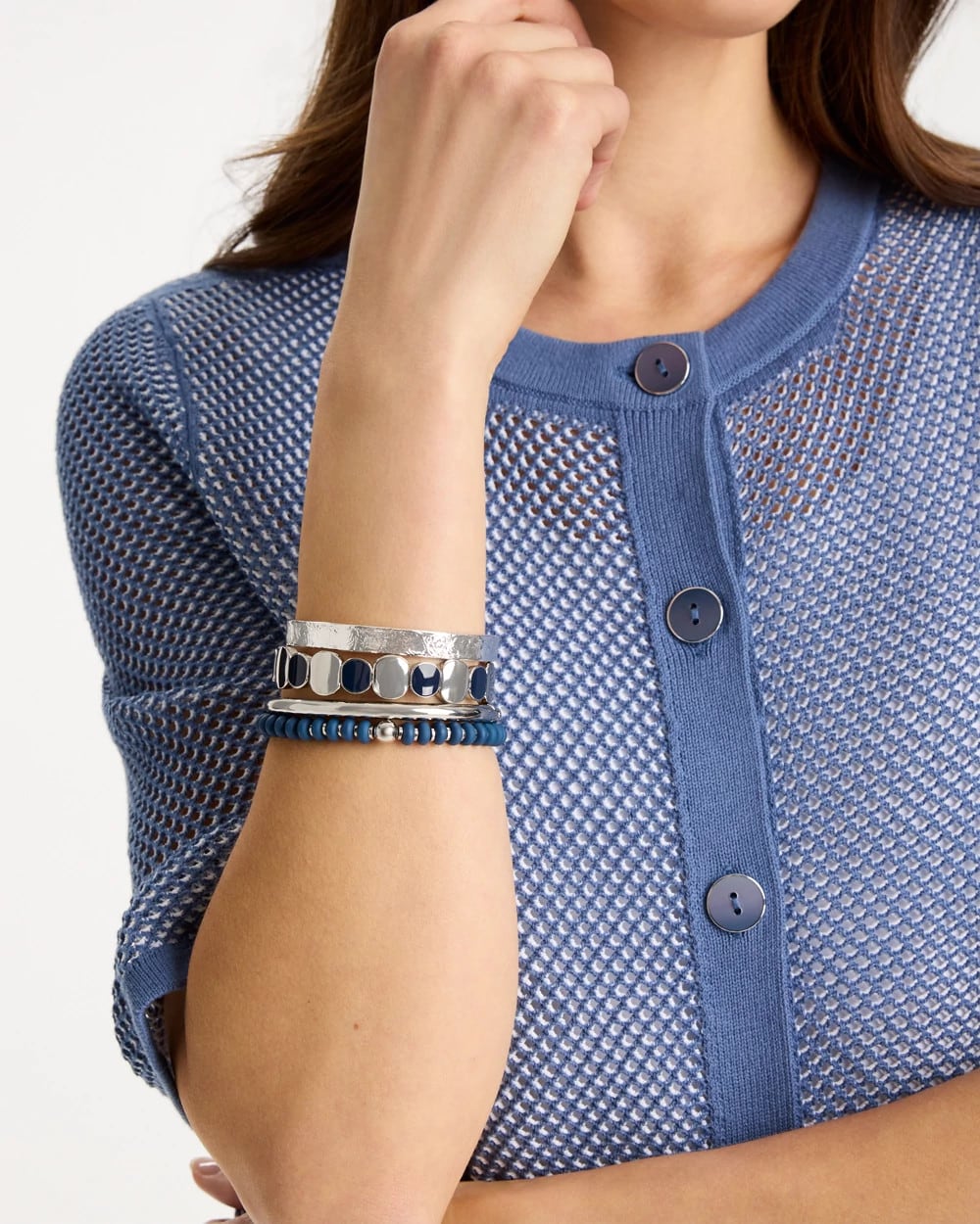 Chico's Hot Sale - Navy Resin Glam Stretch Bracelet Navy