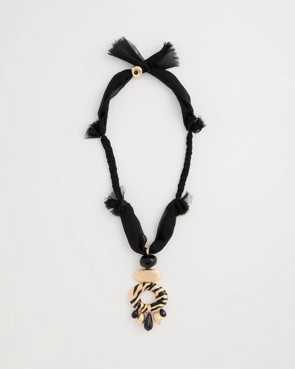 Chico's New - Tiger Pendant Necklace Black/Gold