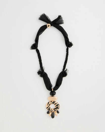 Chico's New - Tiger Pendant Necklace Black/Gold