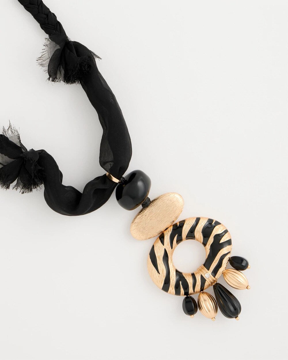 Chico's New - Tiger Pendant Necklace Black/Gold