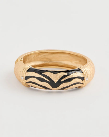 Chico's New - Tiger Hinge Cuff Bracelet Black/Gold