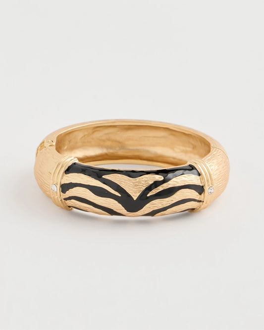 Chico's New - Tiger Hinge Cuff Bracelet Black/Gold