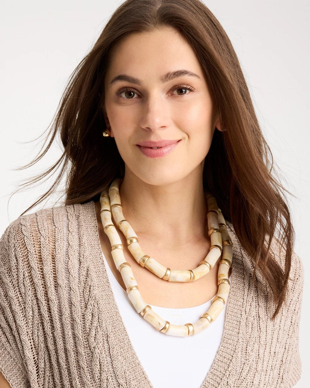 Chico's Smart Buy - White Beaded Double-Strand Necklace White