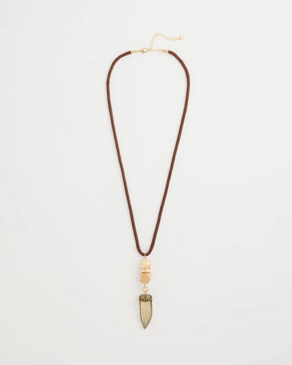 Chico's Everyday - Tooth Pendant Corded Necklace Neutral