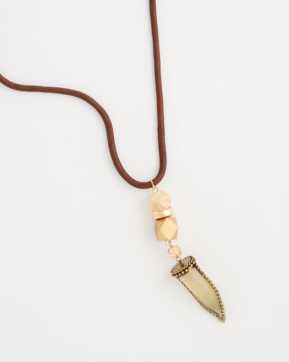 Chico's Everyday - Tooth Pendant Corded Necklace Neutral