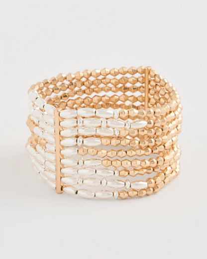 Chico's Customer Favorite - Multi-Strand Beaded Stretch Bracelet Mixed Metals