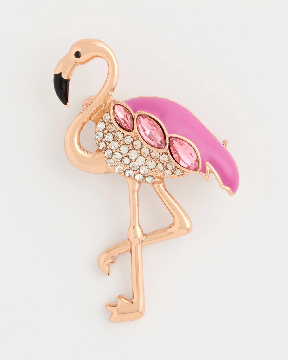 Chico's Top Pick - Faux Pink Diamond Flamingo Brooch Pink