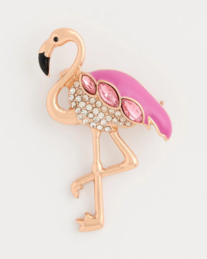 Chico's Top Pick - Faux Pink Diamond Flamingo Brooch Pink