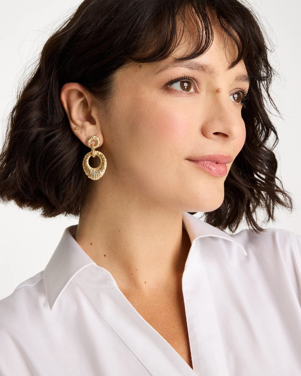 Chico's Special Offer - Crinkle Goldtone Doorknocker Earrings Gold