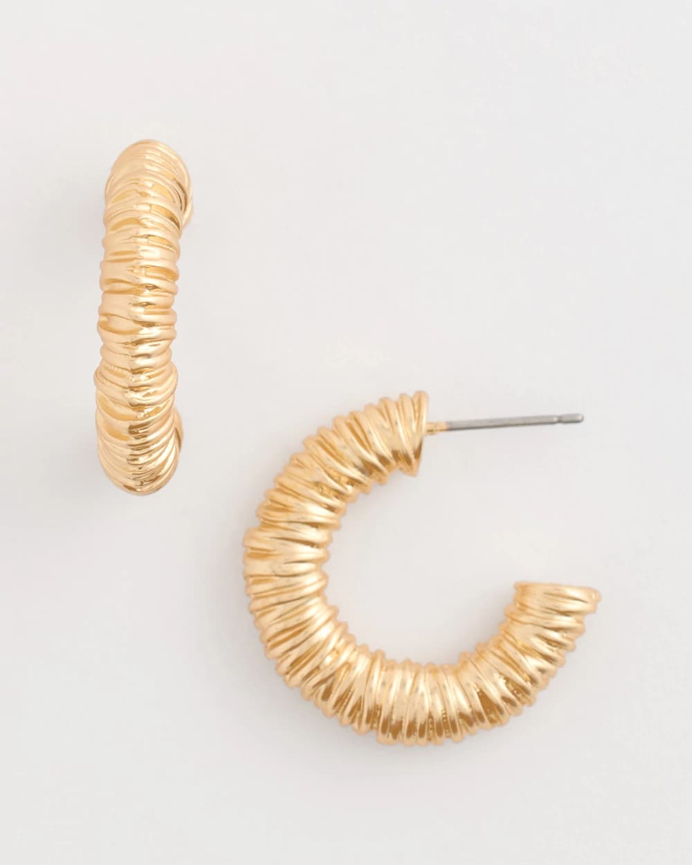 Chico's Premium - Crinkle Goldtone Hoop Earrings Gold
