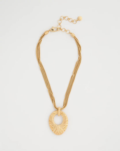 Chico's Popular - Crinkle Goldtone Pendant Necklace Gold
