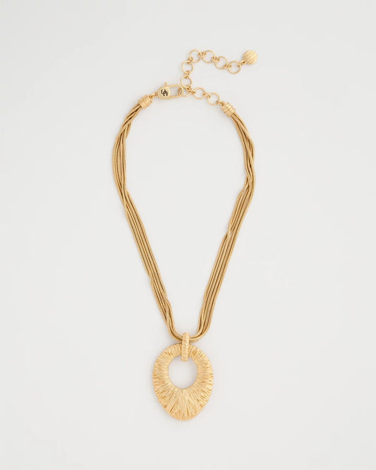 Chico's Popular - Crinkle Goldtone Pendant Necklace Gold